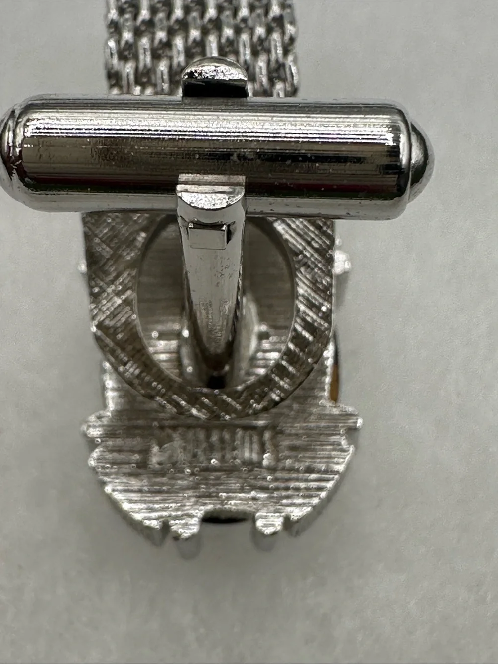 Vtg 1960s Swank Blue Oval Glass Silver Tone Wrap Around Mesh Cufflinks